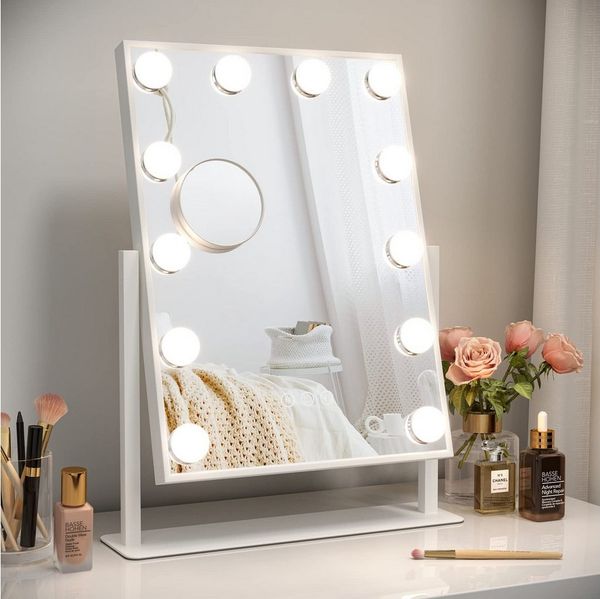 Dripex Schminkspiegel Hollywood Spiegel mit 12/14/15 LED, 3 Lichtfarben Dimmfunktion
