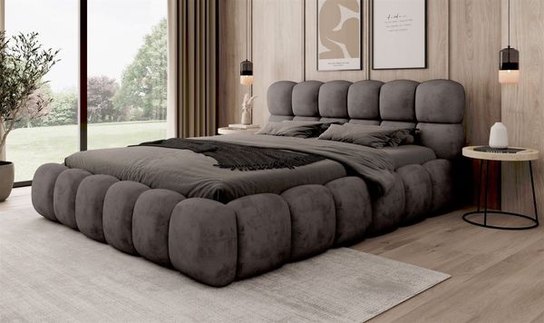 Polsterbett Bett AURELIA 160x200cm Komplettset in Stoff Aprodite Grafit