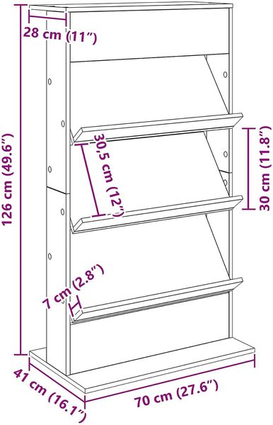 vidaXL Magazinregal Artisan-Eiche 70 x 41 x 126 cm Holzwerkstoff 899534 Bild 11