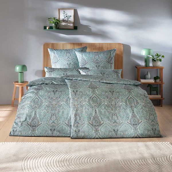 Estella Mako-Satin Bettwäsche 135x200 Mariam azur Ornamente Paisley 7984-640