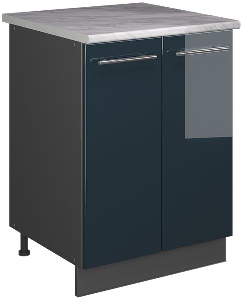 Spülenunterschrank Fame-Line Dunkelblau Hochglanz/Anthrazit 60 cm Vicco