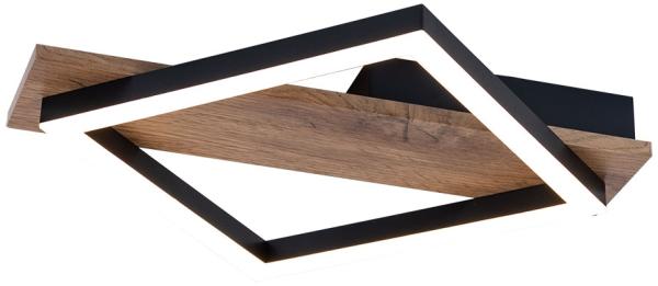 LED Deckenleuchte, Holzoptik, Metall, schwarz, L 33 cm