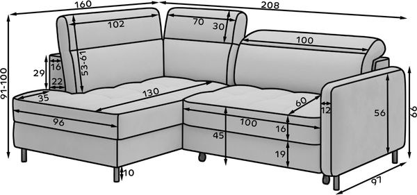 Eltap Barea Ecksofa (Manhattan 45) Seite rechte Bild 12