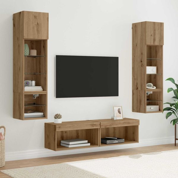 vidaXL TV-Wandmöbel Wandmontiert 6 pcs Artisan-Eiche Holzwerkstoff 3402933