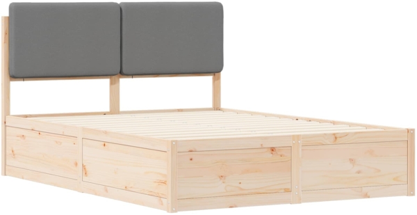 vidaXL Bettgestell mit gepolstertem Kopfteil Hellgrau 140 x 190 cm 3398164 Bild 3