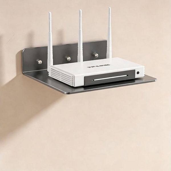 FELIXLEO Wandregal Router Regal Beamer Wandhalterung Edelstahl Rack Grau 23x17.5 cm, 1-tlg.