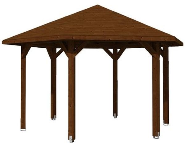 SKANHOLZ Pavillon, Zeltdach, sechseckig, BxT: 480x416 cm nussbaum Gartenpavillon 4018211007585