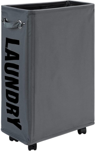 DOKEHOM 25-Inches Große faltbare Wäschekörbe mit Rad und Zusammenklappbarem