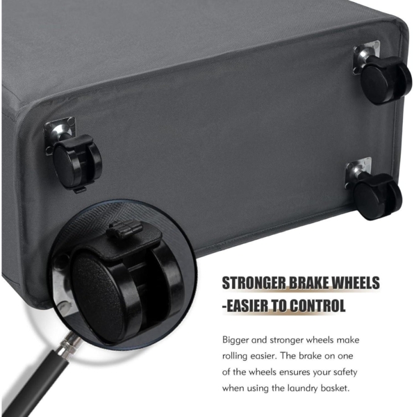 DOKEHOM 25-Inches Große faltbare Wäschekörbe mit Rad und Zusammenklappbarem Bild 5