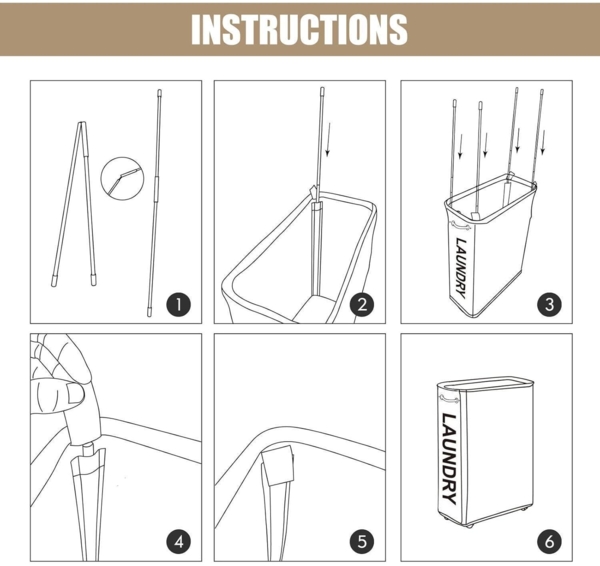 DOKEHOM 25-Inches Große faltbare Wäschekörbe mit Rad und Zusammenklappbarem Bild 6