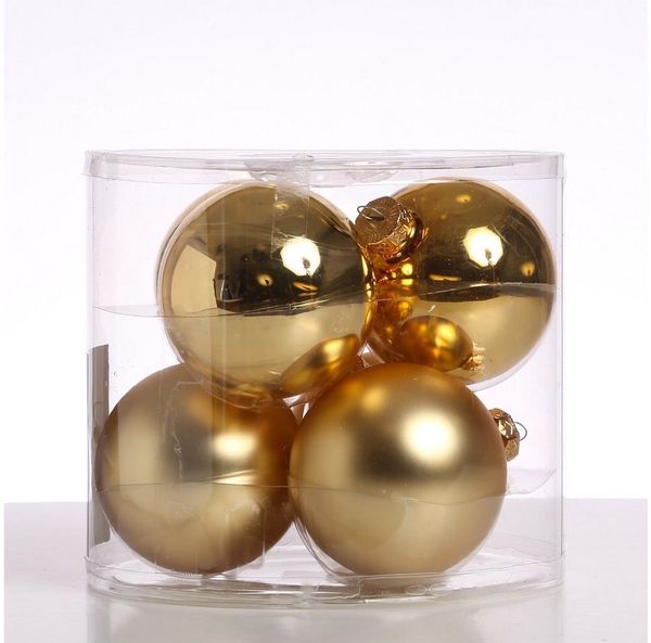 MARELIDA Weihnachtsbaumkugel Christbaumkugeln Weihnachtskugeln Glas 8cm glänzend matt gold 6 Stück (6 St)