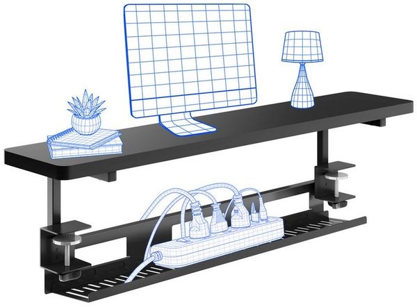 FLEXISPOT Schreibtischaufsatz Klemmbarer Monitorständer mit Untertisch-Ablage, ohne Bohren, (ergonomische Monitorerhöhung, bis 20 kg belastbar, passend für Tischplatten bis 25 mm)