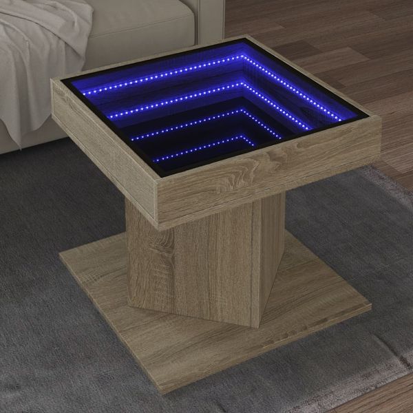 vidaXL LED-Couchtisch Sonoma Eiche 50x50x45 cm Holzwerkstoff 847562