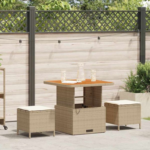 vidaXL Garten Essgruppe Beige Poly-Rattan 42007913