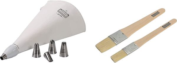 Kaiser | La Forme Plus Starter Set | Spritzbeutel inkl. Backpinsel | 9-teilig | wiederverwendbarer Spritzbeutel | groß mit Tüllen | Adapter | 5 Spritztüllen | kochfest | Schneidehilfslinie