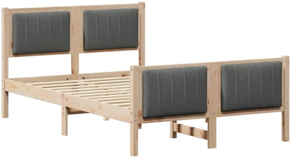 vidaXL Bettgestell Braun und Dunkelgrau 120 x 190 cm Massivholz Kiefer 878485