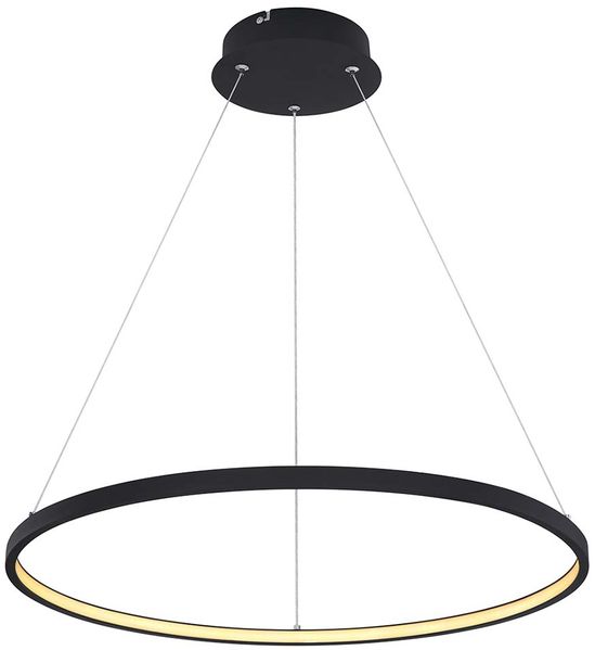LED Pendelleuchte, Ring Design, schwarz, 60 cm
