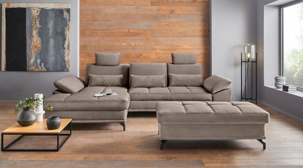 Places of Style Ecksofa Costello L-Form, mit Sitztiefenverstellung, Armteilverstellung und, 3 Nierenkissen, optional Bettfunktion und Bettkasten