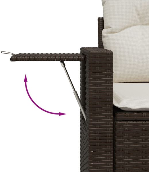 vidaXL 7-tlg. Garten-Sofagarnitur mit Kissen Braun Poly Rattan 3220412 Bild 3