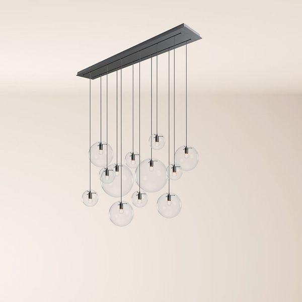 s.luce Orb Esszimmerlampe 12-flammig 160cm 2-reihig Klar