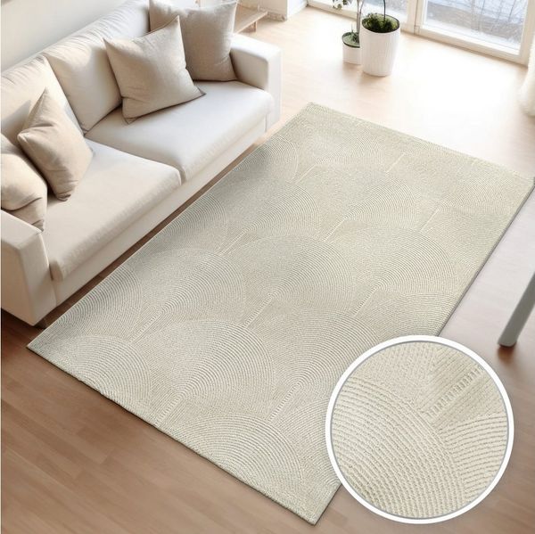 TT Home Teppich Diele, Esszimmer, Flur, Schlafzimmer, Wohnzimmer, Rechteckig, Höhe: 13 mm, Wohnzimmer Teppich Esszimmer Kurzflor Boho Design Skandinavisch Unifar