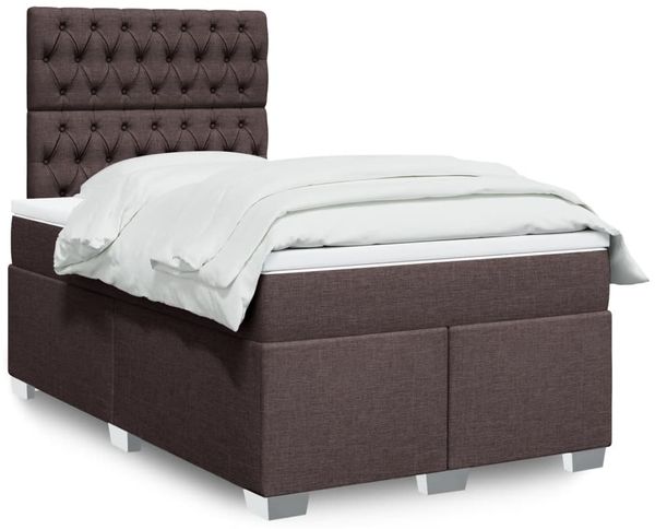vidaXL Boxspringbett mit Matratze Dunkelbraun 120x190 cm Stoff 3292737