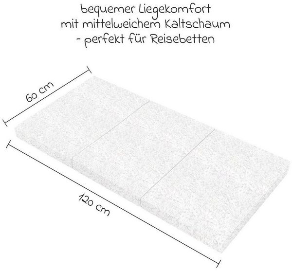 Reisebett-Matratzen Komfort - Grey Stripes, Alvi®, 6 cm hoch, Reisebettmatratze 60x120 cm Matratze für Baby Reisebett atmungsaktiv