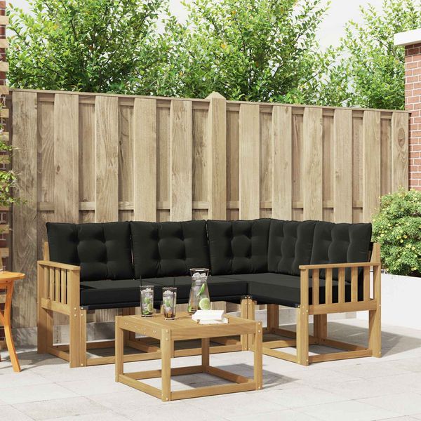 vidaXL Outdoor-Sofagarnitur mit Kissen 5 pcs Weiß und Schwarz 3389450