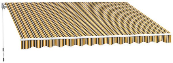 Outsunny Markise mit Handkurbel (Sonnenschutz, 1-St, Gelenkarmmarkise) Gelb Grau Alu Polyester