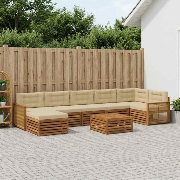 vidaXL Outdoor-Sofagarnitur mit Kissen 8 pcs Natur und Beige 3383661