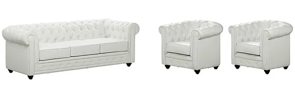 Vente-unique - CHESTERFIELD Sofa and armchair set Kunstleder Weiß - B 78 cm88 cm x H 72 cm x L 82 cm205 cm