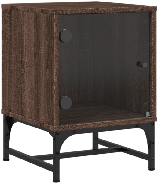 vidaXL Nachttisch mit Glastür Braun Eichen-Optik 35x37x50 cm 836530