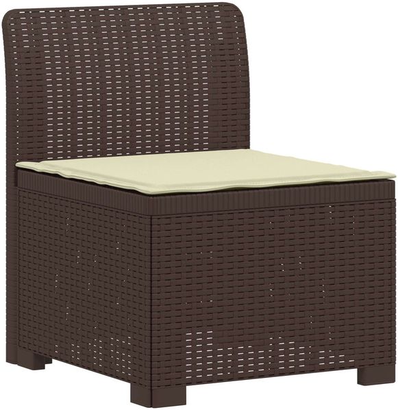vidaXL 1-Sitzer Garten-Sofa mit Kissen Rattan-Look PP Braun 8011784