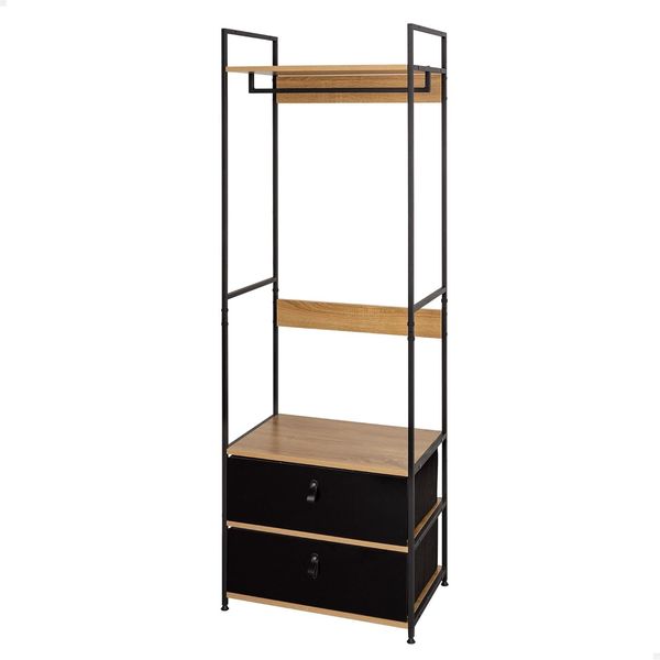 AKTIVE Max Home Offener Kleiderschrank, 60 x 40 x 175 cm, mit Kleiderstange und Stoffschubladen, aus Stahl und Holz, max. 30 kg, Ankleidezimmer, Schlafzimmerschränke, Lagerregale, Kleiderablage (18433)