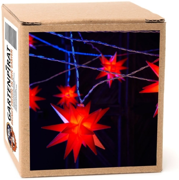 Gartenpirat LED-Lichterkette mit Sternen warmweiße LED Weihnachtsbeleuchtung für innen und außen, Timer-und Schalter-Funktion: Schalter mit 3 Funktionen(ON/OFF/TIMER)