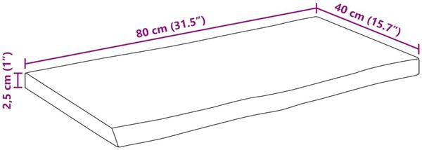 vidaXL Tischplatte mit Baumkante 80x40x2,5 cm Massivholz Mango 370706 Bild 9