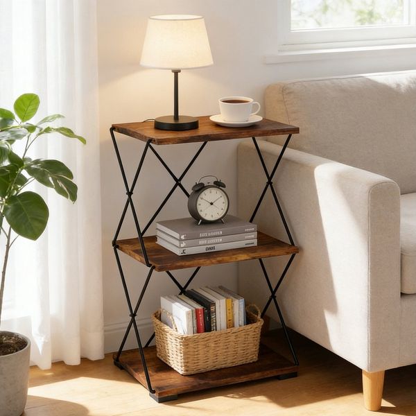 BlingBin Bücherregal 3-stufiges Leiterregal mit 40 cm Breite und rutschfesten Füßen, Standregal Aufbewahrung Küchenregal 1-tlg, Badregal, offenes Standregal für Schlafzimmer, Wohnzimmer, Küche