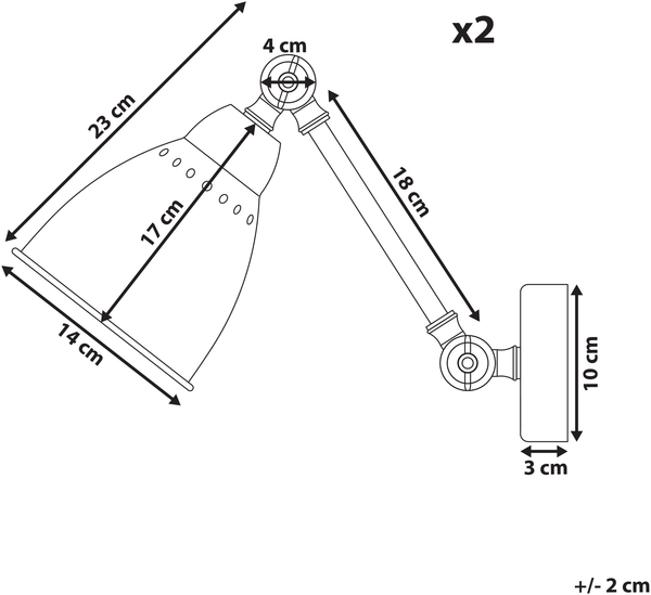 'Mississippi' Wandleuchte Weiß Metall 2er Set mit Schwenkarm verstellbar Glockenförmig Modernes Design Bild 2