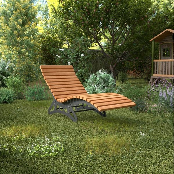 SO-TECH® Gartenliege Wellenliege Untergestell, DIY Bausatz ohne Holz verstellbar, 1 St, Breite 68 cm, massiver verzinkter Stahl, schwarz