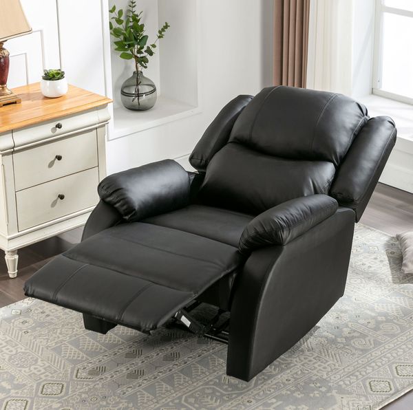 Relaxsessel 80 x 90 x 100 cm aus PU-Leder, manuell verstellbar mit Fußstütze