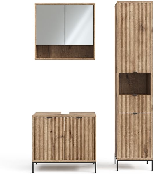 Badmöbel-Set Eliza Viking Oak 3 Teile, mit Hochschrank Vicco