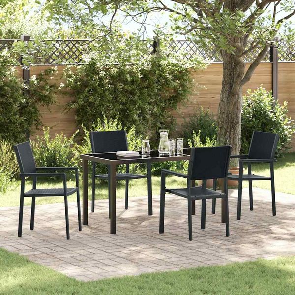vidaXL Garten Essgruppe 5 pcs Schwarz Pulverbeschichteter Stahl 3379151