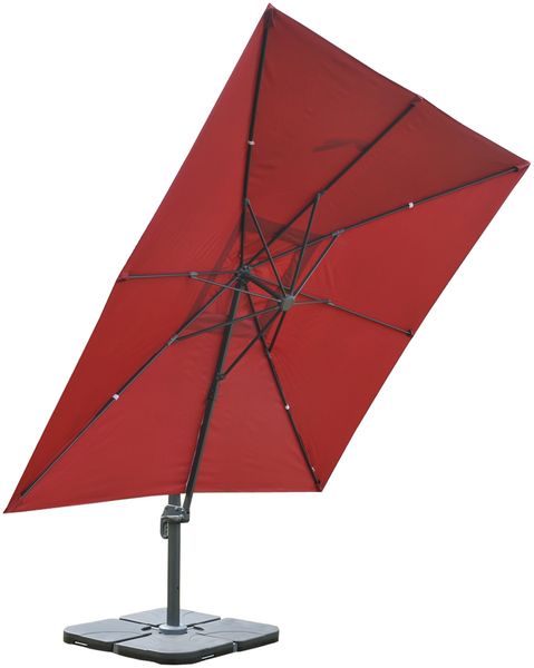 Mendler 'HWC-A96' Gastronomie-Ampelschirm mit Flap, Polyester, Bordeaux, 3x3 m, Alu / Stahl, mit Ständer, Drehbar Bild 3