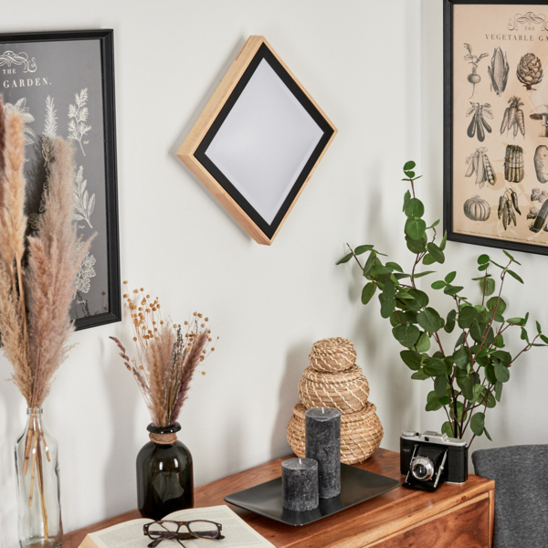 »Campertogno«, moderne Deckenlampe aus Metall/Holz/Kunststoff in Natur/Schwarz/Weiß, eckig, 28,5x28,5 cm, 1150 Lumen, 3000 Kelvin, 1 x LED 12 Watt (inkl. ) Bild 3