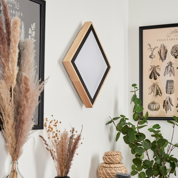 »Campertogno«, moderne Deckenlampe aus Metall/Holz/Kunststoff in Natur/Schwarz/Weiß, eckig, 28,5x28,5 cm, 1150 Lumen, 3000 Kelvin, 1 x LED 12 Watt (inkl. ) Bild 7