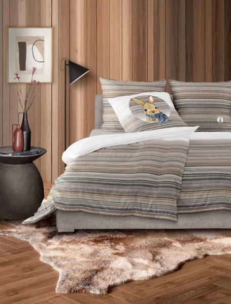 Irisette Zobel Flausch Cotton Bettwäsche 155x220 Strickmuster Hase beige grau 8630-80 Bild 2