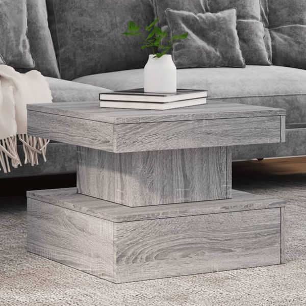 vidaXL Couchtisch mit LED-Leuchten Grau Sonoma 50x50x40 cm 839845