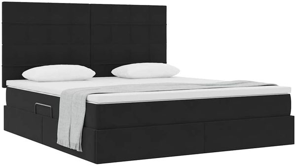 vidaXL Aufbewahrungsbett mit Matratze Schwarz 180 x 200 cm Samt 3372047 Bild 3