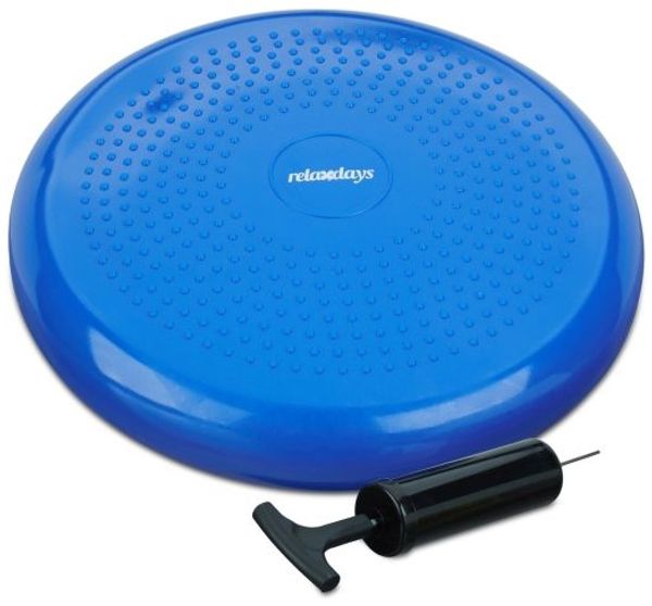 Relaxdays 3 x Balance Kissen blau mit Luftpumpe