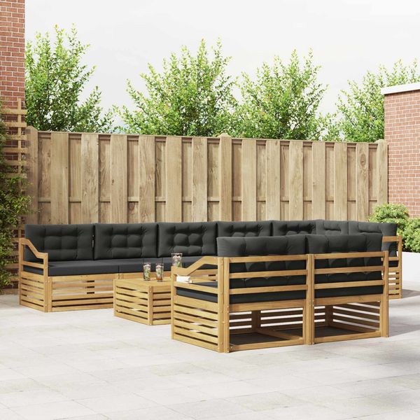 vidaXL Outdoor-Sofagarnitur mit Kissen 9 pcs Weiß und Anthrazit 3390742